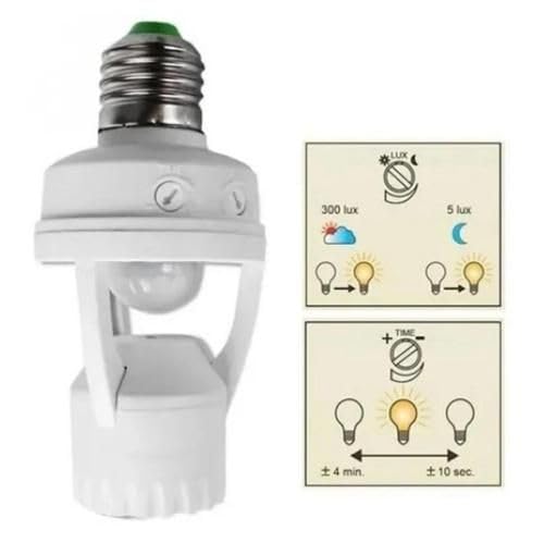 NAGFA SHOP Lamp Socket E27 with 360° PIR Motion Sensor Dusk Sensor -E27S-319