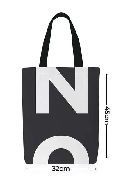 Canvas No Tote Bag, a Durable and Reusable Shopping Bag in Dark Grey, 32x45 cm, Medium Size, a Stylish and Minimalist Carrier for Groceries, Books, Beach Essentials, or Everyday Use