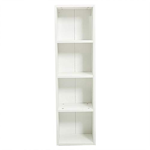 4-Tier Book Shelf, Tall Narrow Bookshelf with 4 Open Shelves, Modern Design in White, H 1060 mm x W 30 mm x D 240 mm, Space-Saving Storage Organizer, Sleek and Tall