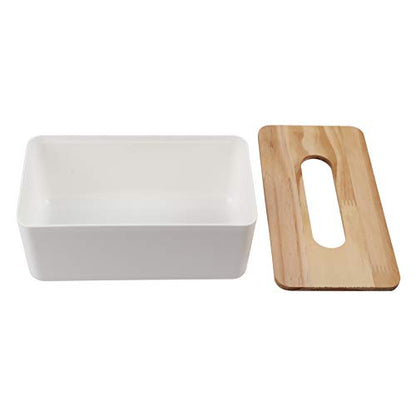 Face Tissue Box Cover Removable Bamboo/Wood Cover Plastic Tissue Box Holder Tissue Holder Tissue Holder Organizer Storage Organizer for Home Bathroom Car Office Table(Bambu cover square large)
