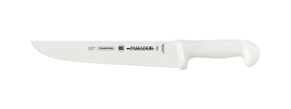 Professional Carving Knife, 10-Inch Stainless Steel Blade with White Polypropylene Handle, Durable and Sharp, Ideal for Meat and BBQ