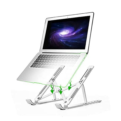 X-model adjustable 6 speed aluminium portable foldable ergonomic heat dissipated 10" - 15.6" laptop/notebook stand for MacBook Hp Lenovo Samsung Sony & more (Silver)