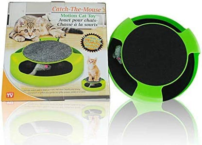 Cat Kitten Catch The Mouse Moving Play Toy with Scratching Claw Mat (Green)