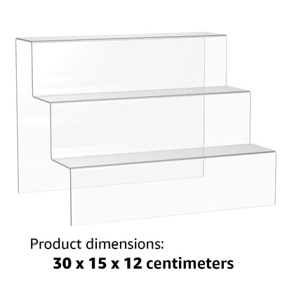 Acrylic Riser Display Shelf, 30 cm Clear Step-Up Stand for Showcasing Products, Perfume, Collectibles or Decor, Durable Transparent Acrylic Shelf for Tabletop or Counter Use, Clear