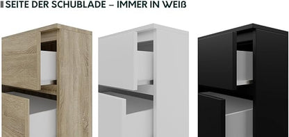 Single Door Wardrobe in White, Slim Tall Cabinet for Bedroom Storage, Narrow Freestanding Armoire with Hanging Rail and Shelf, Compact Clothes Organizer (40cm Wide)