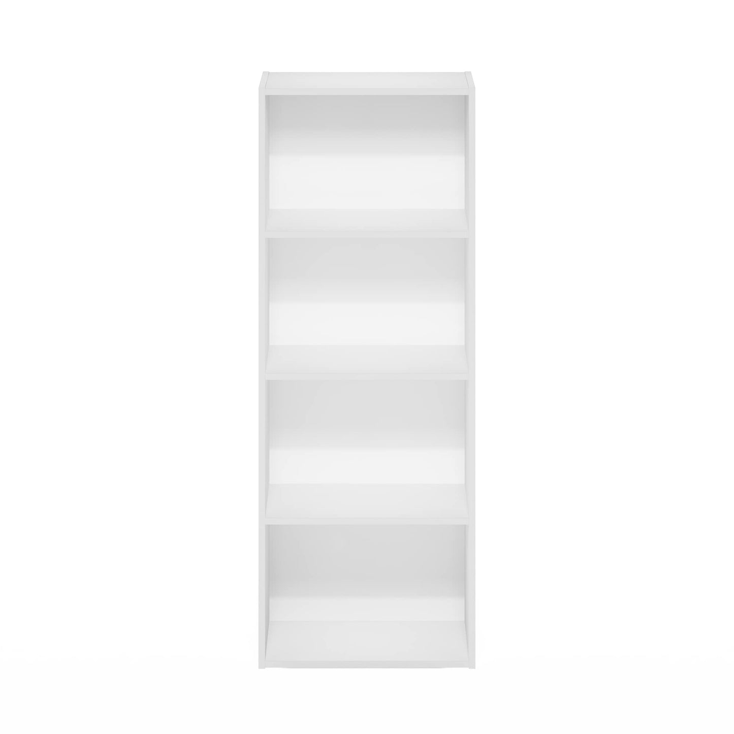 4-Tier Bookcase, Modern Bookshelf and Storage Organizer in White Finish, Tall and Simple Design for Home, Office, or Living Room, Easy Assembly Furniture