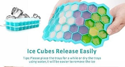 2 blue Ice Cube Trays with Removable Lids Silica Gel Ice Cube Mold BPA Free ???? ?????? ????? ????? ???? ??? ???? ??? ??? ???? ????? ?? ?????