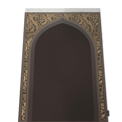 Al-Hedaya Velvet Prayer Mat, a Luxurious Islamic Rug in Brown from Soft Velvet Material, 68x117 cm, for Comfortable Prayer, Ideal as a Salah Mat for Home, Mosque, or as a Travel Janamaz