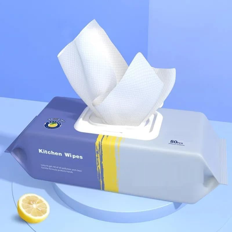 SILENCIO Kitchen Cleaning Wipes | Strong Decontamination Kitchen Wipes | Disposable Kitchen Wet Wipes Household Cloth Towel For Removing Grease Stains And Cleaning Glass Table Wet Tissue Wipes