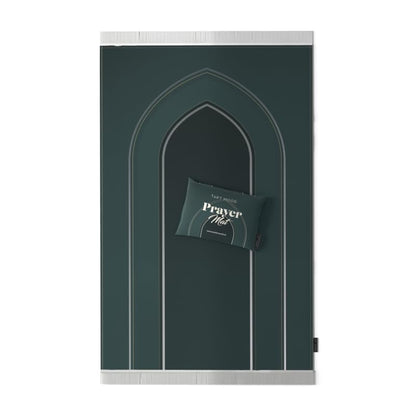 Velvet Prayer Mat in a rich Dark Green, 68x117 cm, a luxurious and soft rug with an elegant design, providing a comfortable and reverent space for prayer at home, mosque, or travel