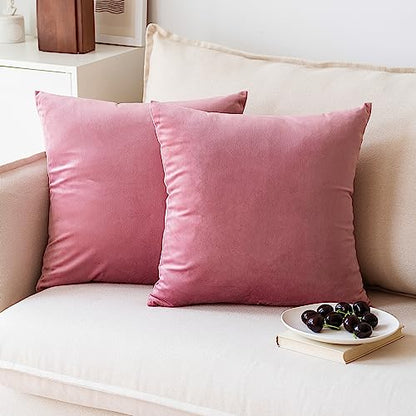Soft Thick Velvet Throw Pillow Covers Decorative Square Cushion Cover For Couch Sofa Bedroom Living Room - set of 2 Pieces