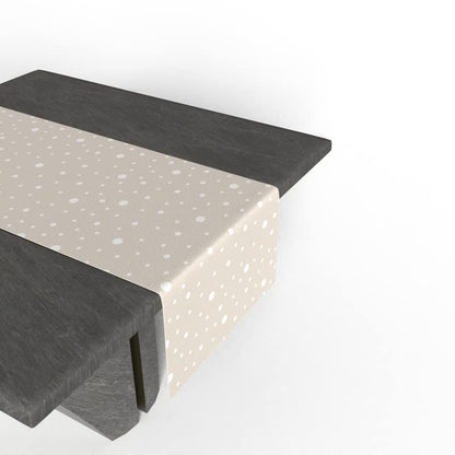 Hazel 2 Canvas Table Runner in Beige & Blue, a 35x140 cm Durable Decorative Centerpiece with a Stylish and Contemporary Neutral Pattern, a perfect Complement to a Modern Dining Table