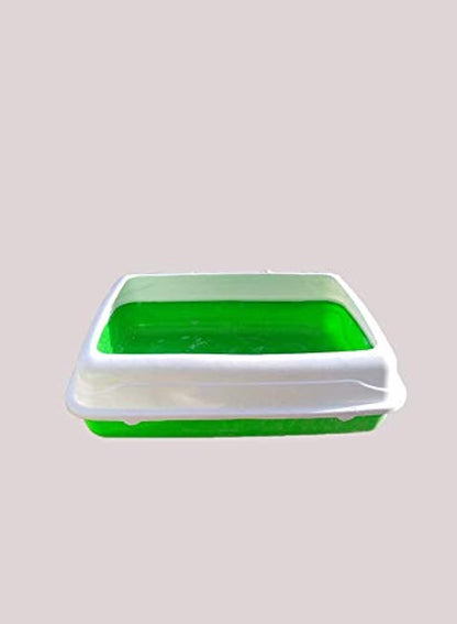 Cat and dog litter pan with removable sides (16x12, green)