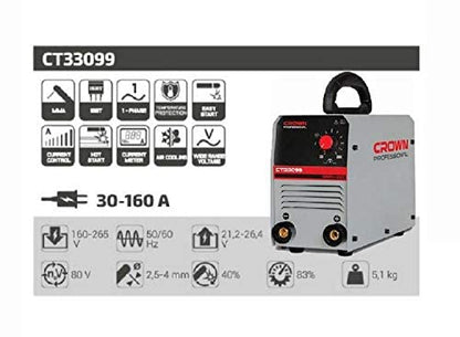Digital Welding Invertor MMA 160A 160-270V 2.5/3.2/4.0mm Steel/Cast Iron/Stainless/Cel (CT33099)