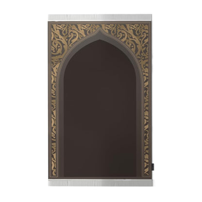 Al-Hedaya Velvet Prayer Mat, a Luxurious Islamic Rug in Brown from Soft Velvet Material, 68x117 cm, for Comfortable Prayer, Ideal as a Salah Mat for Home, Mosque, or as a Travel Janamaz