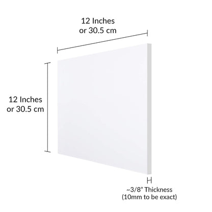 Clear Cast Acrylic Sheet, 30.5 x 30.5 cm, 10 mm Thick Plexiglass Panel with Protective Paper, Transparent Plastic Board for Crafts, Displays, Signs, and Laser Cutting Projects