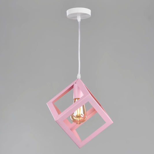 دلايه سقف علي شكل مكعب بينك من نجفة شوب Nagafa shop pink cube pendant MP1019