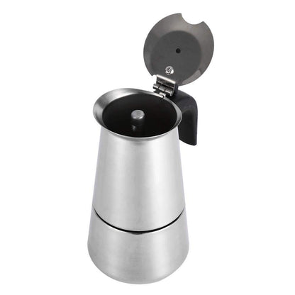 Dioche Stainless Steel Coffee Maker, 100ml/200ml/300ml/450ml Moka Pot Espresso Coffee Maker Stove for Home Office Use(100ml), Silver