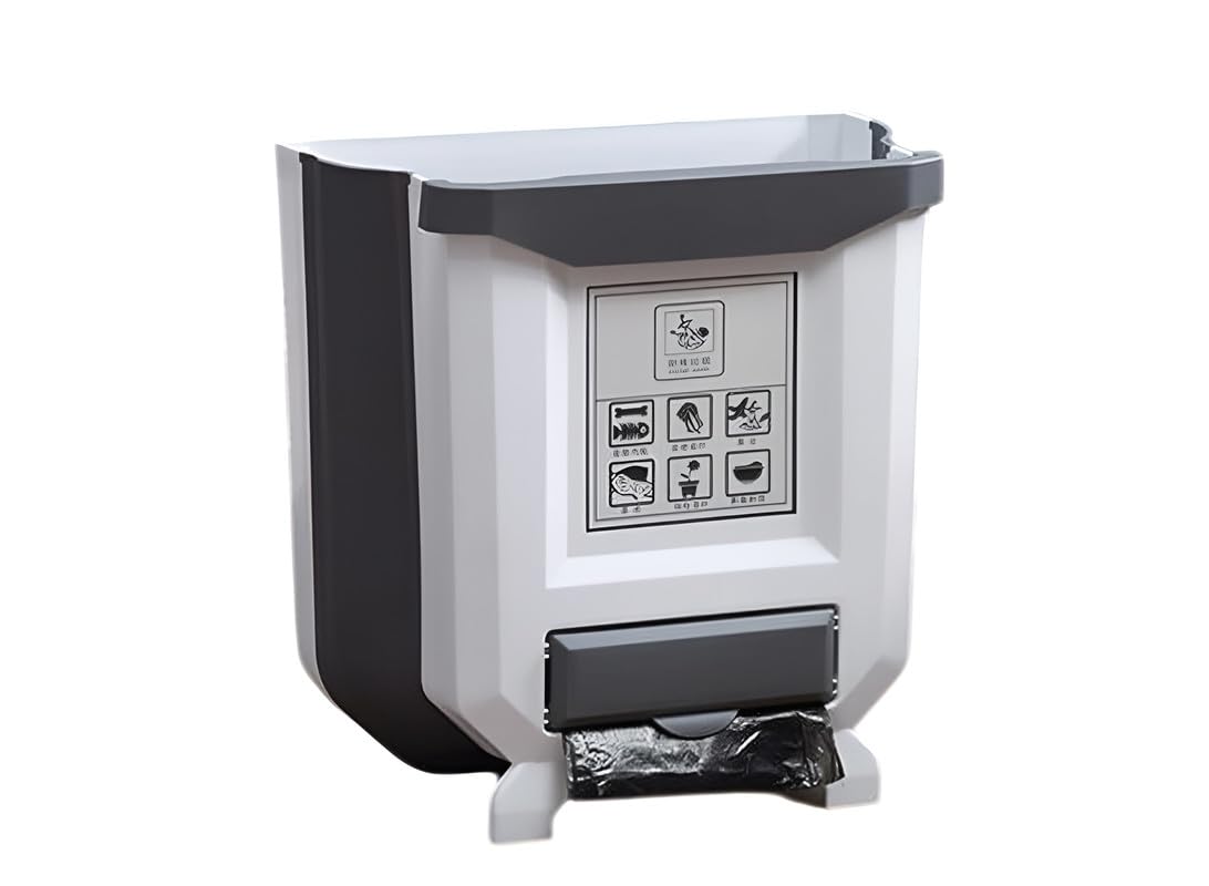 Hanging Trash Can Folding Waste Bin, Collapsible Garbage Can for Kitchen Cabinets, Room, Drawer, Car, Foldable Design for Space Saving and Easy Storage