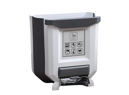 Hanging Trash Can Folding Waste Bin, Collapsible Garbage Can for Kitchen Cabinets, Room, Drawer, Car, Foldable Design for Space Saving and Easy Storage