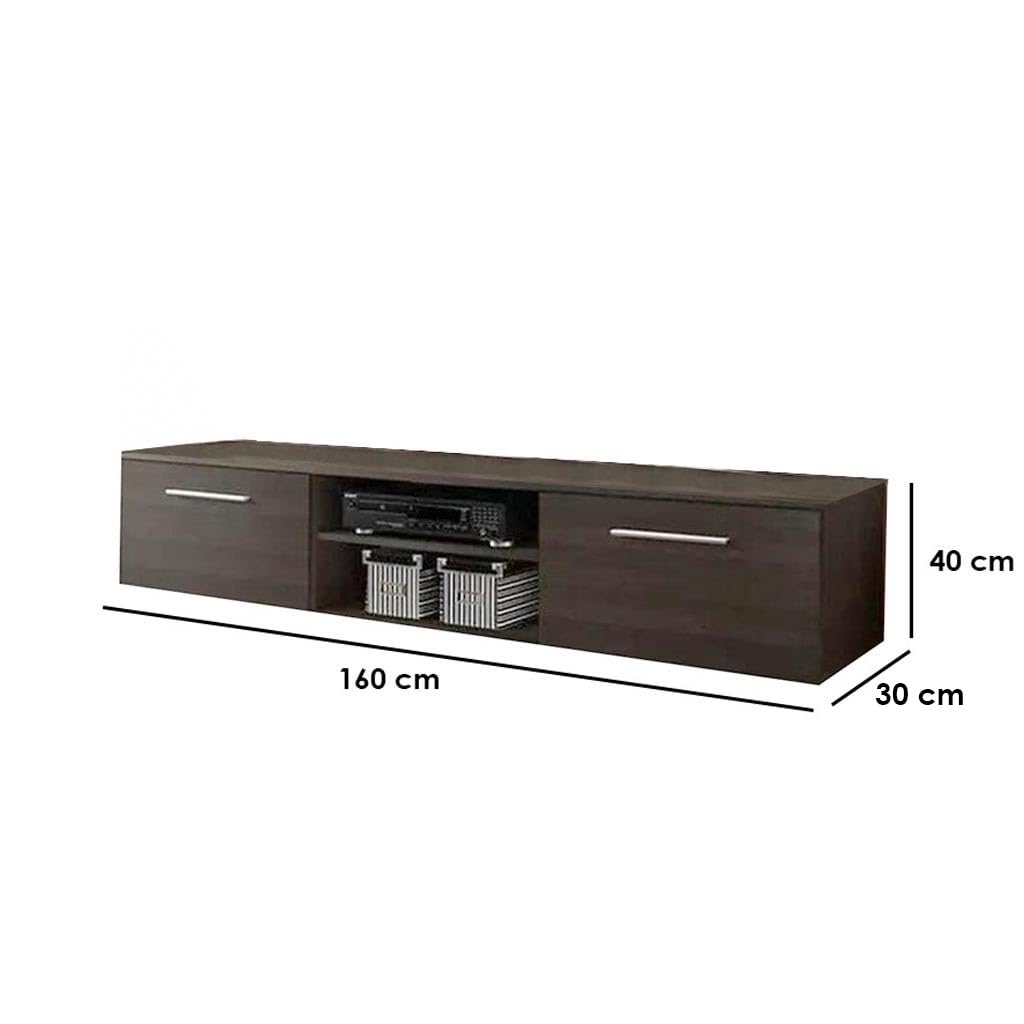 Sila Chipboard Spanish Melamine TV Unit, Brown, L160 x W30 x H 40 cm, Modern Entertainment Center and Media Console with Storage, Sleek Design for Living Room Furniture