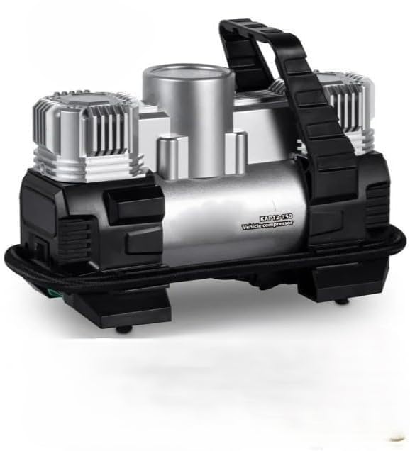 tyre inflator air compressor KAP12-150 d 2 pistons 45l/m 150 watt cars, bicycle, balls with led flash light with digital Pressure Gauge