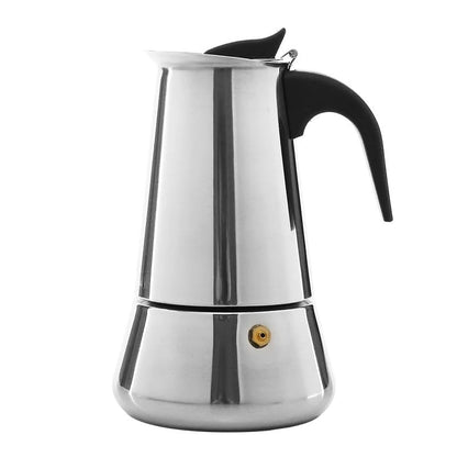 Mckaka Stovetop Espresso Maker, Small Italian Moka Pot, Cafe Maker for Coffee, Cappuccino and Latte, Stainless Steel, 200 ml / 7 oz/ 4 Cups (espresso cup= 50 ml)