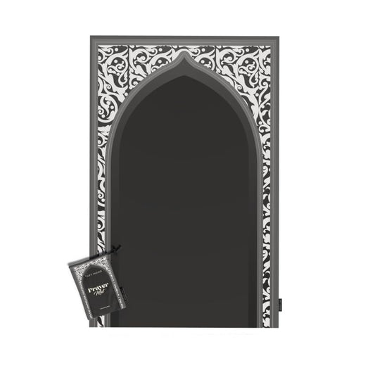 Waterproof Prayer Mat in a stylish Grey and White, 68x117 cm, a durable and practical rug with a contemporary design, ideal for travel and ensuring a clean prayer space anywhere