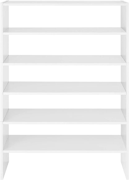Wooden Stackable Shoe Rack with 2 Shelves, 61cm Wide Open Storage Organizer in a Clean White Finish, Simple and Versatile Footwear Stand for Entryway or Closet