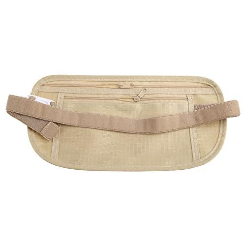 Youngy Upgraded Money Belt for Travel Hidden RFID Security Pouch Anti-Theft Passport Fanny Pack for Men & Women Present Gift money pouches for cash small travel money pouch under clothes for men Khaki
