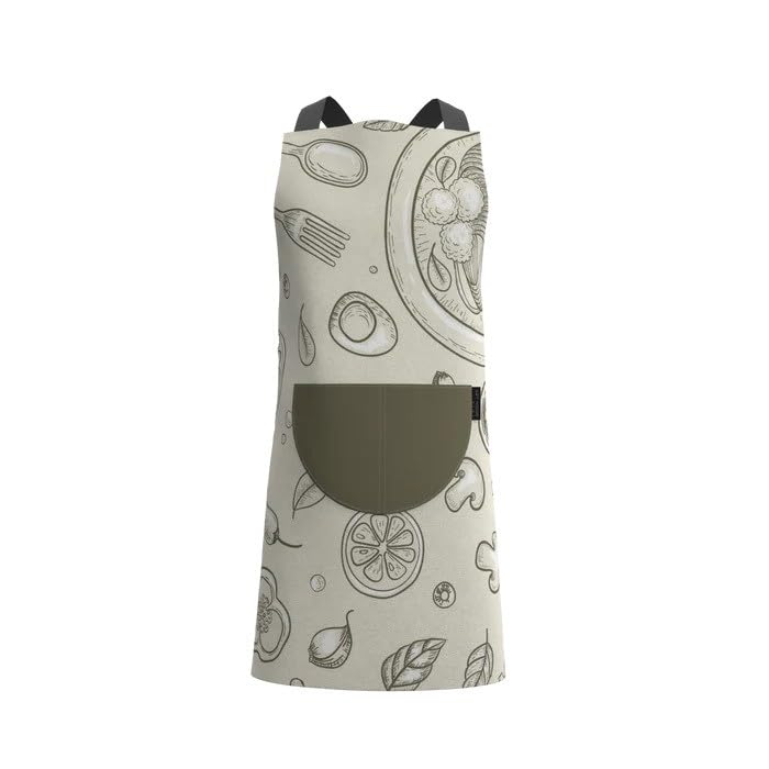 Apron, Cross-Back Design, Soft Cotton-Like Fabric, One Size, Lightweight Breathable Unisex with Front Pocket, for Cooking, and Daily Use
