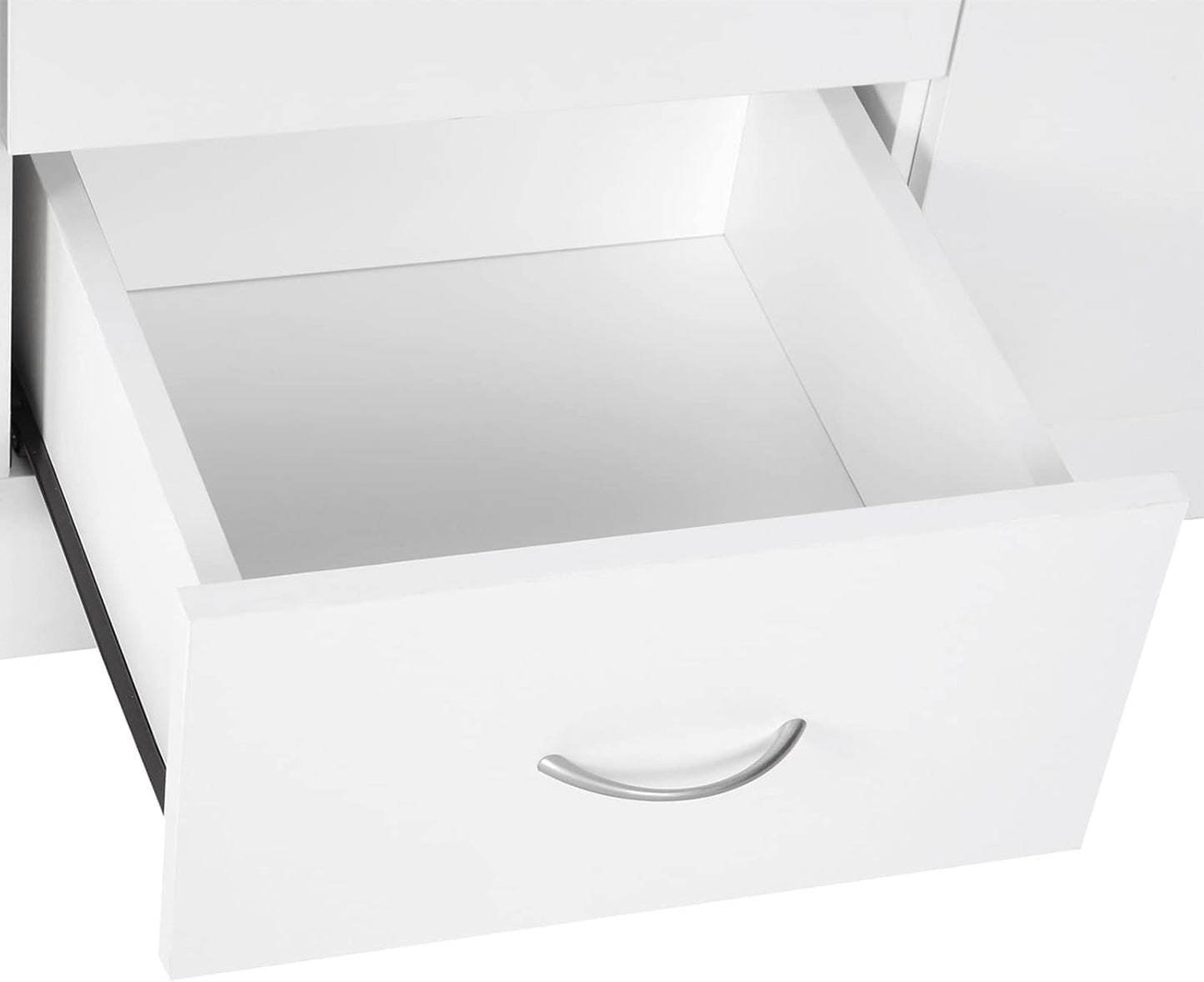 Freestanding Sideboard Cabinet with 2 Doors and 4 Drawers, Versatile Organizer for Kitchen, Dining, or Living Room in a Clean White Finish with a Modern Minimalist Style