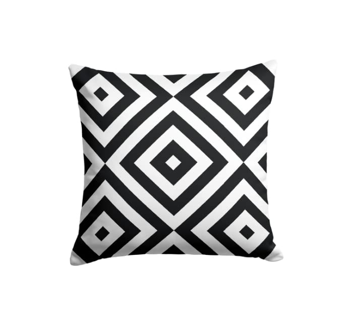 Velvet Mono Cushion Cover in Black & White, a plush 40x40 cm decorative pillow with a striking monochromatic pattern, adding a touch of modern luxury and bold graphic design to your sofa