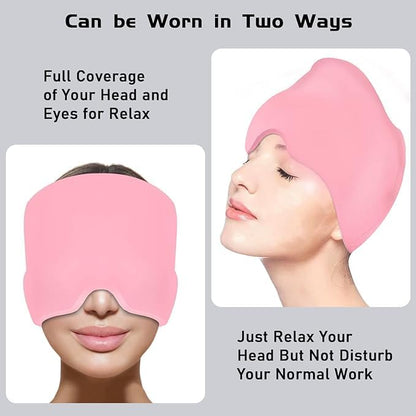 CUBIZ Form Fitting Gel Ice Headache/Migraine Relief Hat, Cold Therapy Migraine Relief Cap/Migraine Ice Head Wrap Ice Pack Mask, Cold Compress Headache Relief Cap for Tension, Sinus & Stress