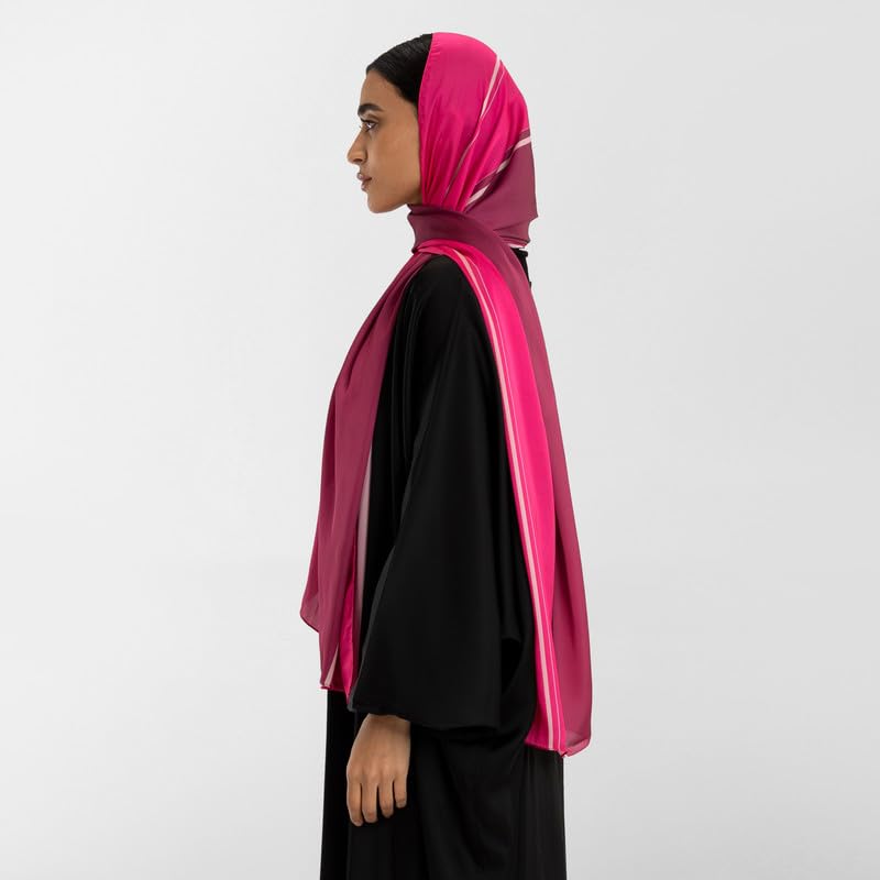 Isdal Al-Taqwa Women's Prayer Dress, a One-Piece Garment in Pink & Black made from Soft, Flowing Satin for Full Coverage, One Size Fits All, a Lovely and Comfortable Prayer Abaya for Salah