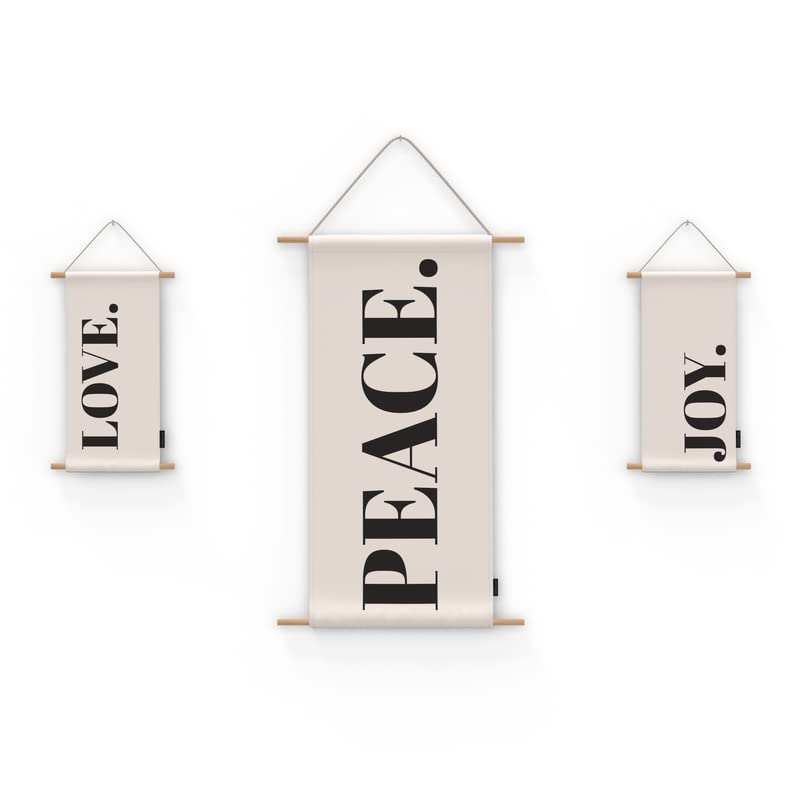 Peace 3-Piece Fabric Poster Set, a Wall Art Decor Kit with 1 Large (90x44 cm) and 2 Small (42x22 cm) Panels, an Inspirational Themed Design for a Calm Living Room or Bedroom Decor