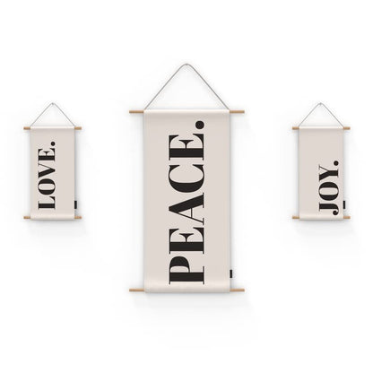 Peace 3-Piece Fabric Poster Set, a Wall Art Decor Kit with 1 Large (90x44 cm) and 2 Small (42x22 cm) Panels, an Inspirational Themed Design for a Calm Living Room or Bedroom Decor