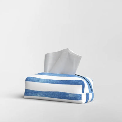 HOME Tissue Box, Fabric Exterior with Leather Inner Layer, Decorative Zippered Tissue Holder, Elegant Stitching, Durable Soft Material for Home Office Living Room or Bathroom