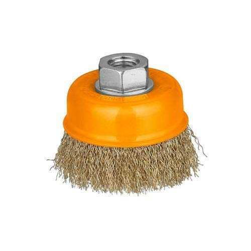 Ingco WB11001 Wire Cup Brushes with Nut, 100 mm Size, Brown/Orange