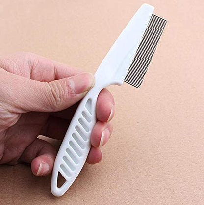 Pet hair flea comb stainless pin dog cat grooming brush clean tool