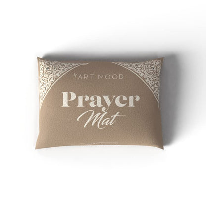 Velvet Prayer Mat in a neutral Beige, 68x117 cm, a luxurious and soft Islamic rug with a classic dome design, perfect for providing a comfortable prayer space in any room's decor