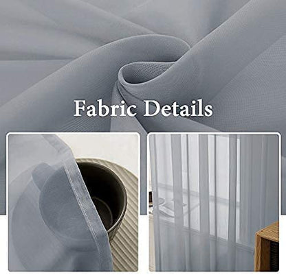 INtex CURTAINS HOUSE Elegant Voile Chiffon Curtains - Rod Pocket Design - Luxury Soft Fabric 1 Panel (300W x 240L CM, Off white)