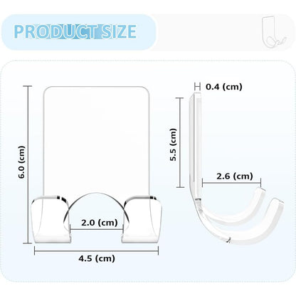 Clear Acrylic Adhesive Razor Holder Hooks 2 Pack, Waterproof His and Hers Shower Wall Organizer, Modern, For Bathroom and Bathtub Organization