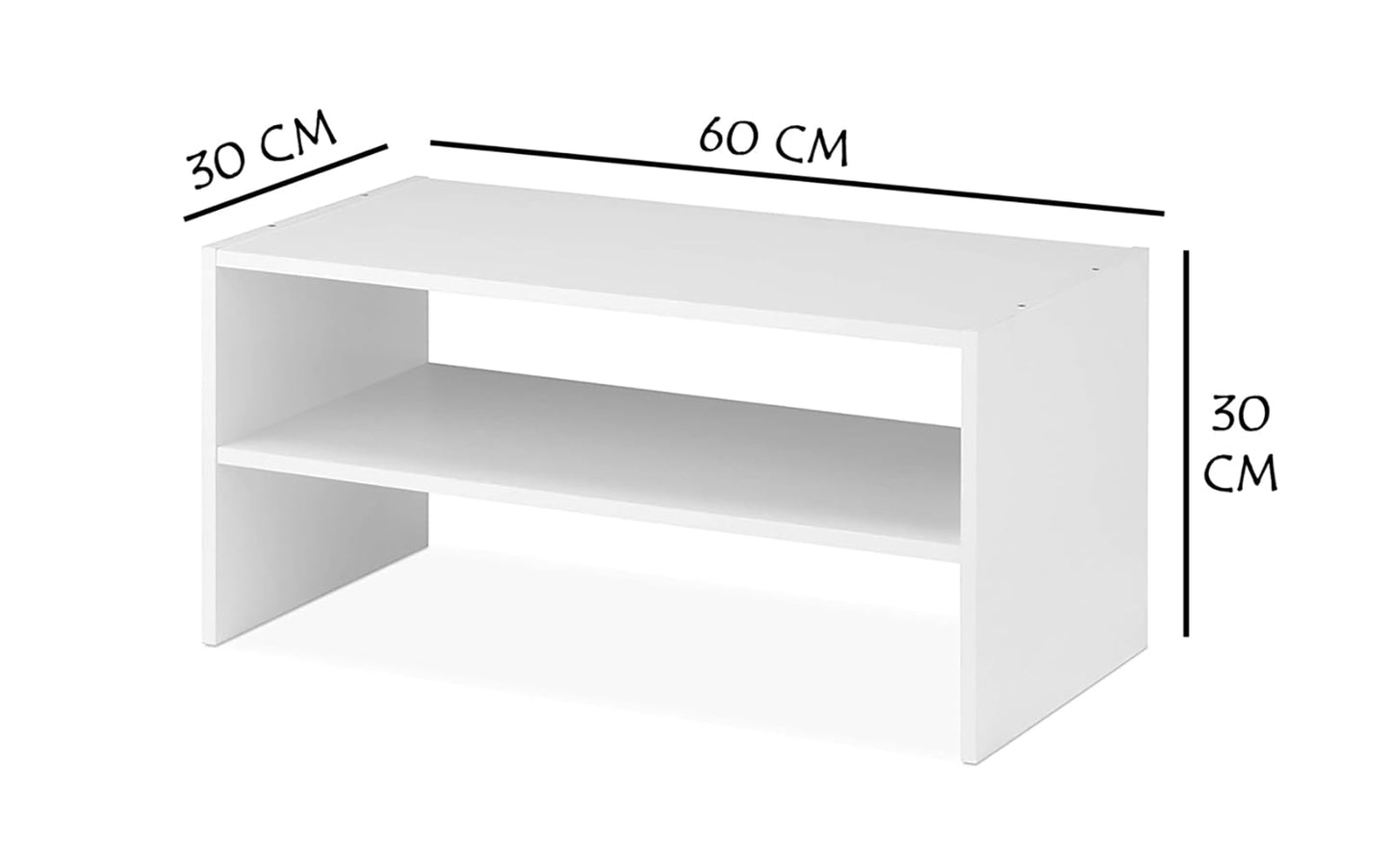Wooden Stackable Shoe Rack with 2 Shelves, 61cm Wide Open Storage Organizer in a Clean White Finish, Simple and Versatile Footwear Stand for Entryway or Closet