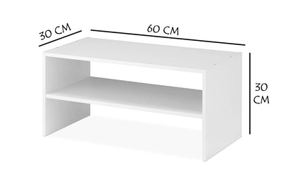 Wooden Stackable Shoe Rack with 2 Shelves, 61cm Wide Open Storage Organizer in a Clean White Finish, Simple and Versatile Footwear Stand for Entryway or Closet