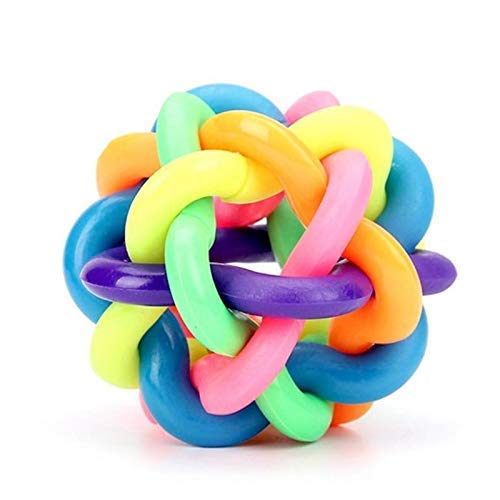 Pet dog puppy durable fetch chew colorful soft bell plastic ball toy (mz2636)