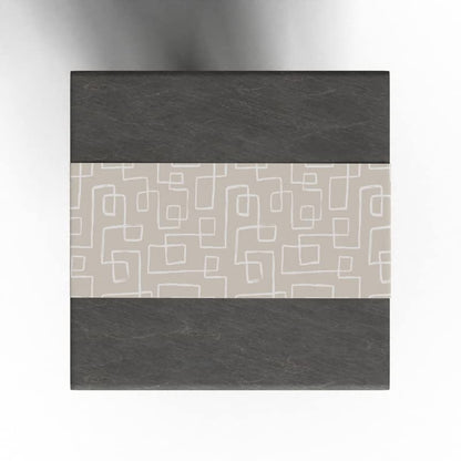 Haven 1 Velvet Table Runner in Beige & Blue, a 35x140 cm decorative centerpiece with a calming and subtle geometric design, adds a touch of soft, understated luxury to your dining decor