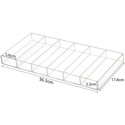 Acrylic Sunglasses Display Organizer, 6-Slot Clear Eyeglasses Storage Tray for Desktop or Drawer Use, Sunglasses, Reading Glasses, and Accessories, Suitable for Home or Retail, Clear