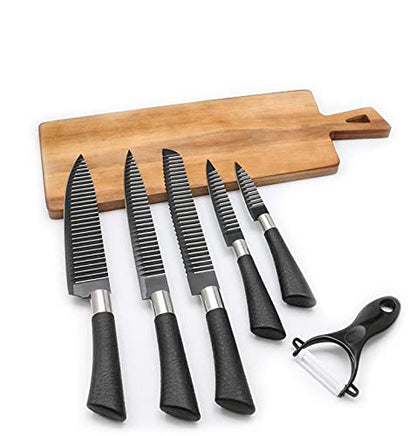 Kitchen Stainless Steel Tool Set 6 Piece Set Kitchen Knife Set Black Non-Stick Knife Gift Set