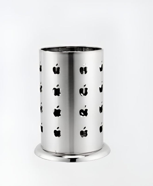 Stainless Steel Kitchen Utensil Holder, Flatware Cylinder Organizer, Silverware Drying Rack with Round Drain Holes, for Forks, Knives, Spoons, Chopsticks, Cutlery (Small)